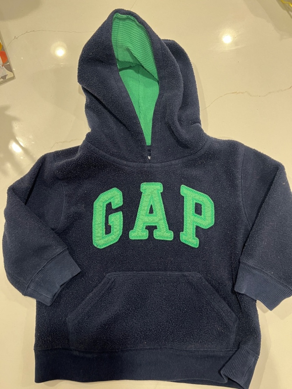 GAP Navy Hoodie with Bright Green Logo